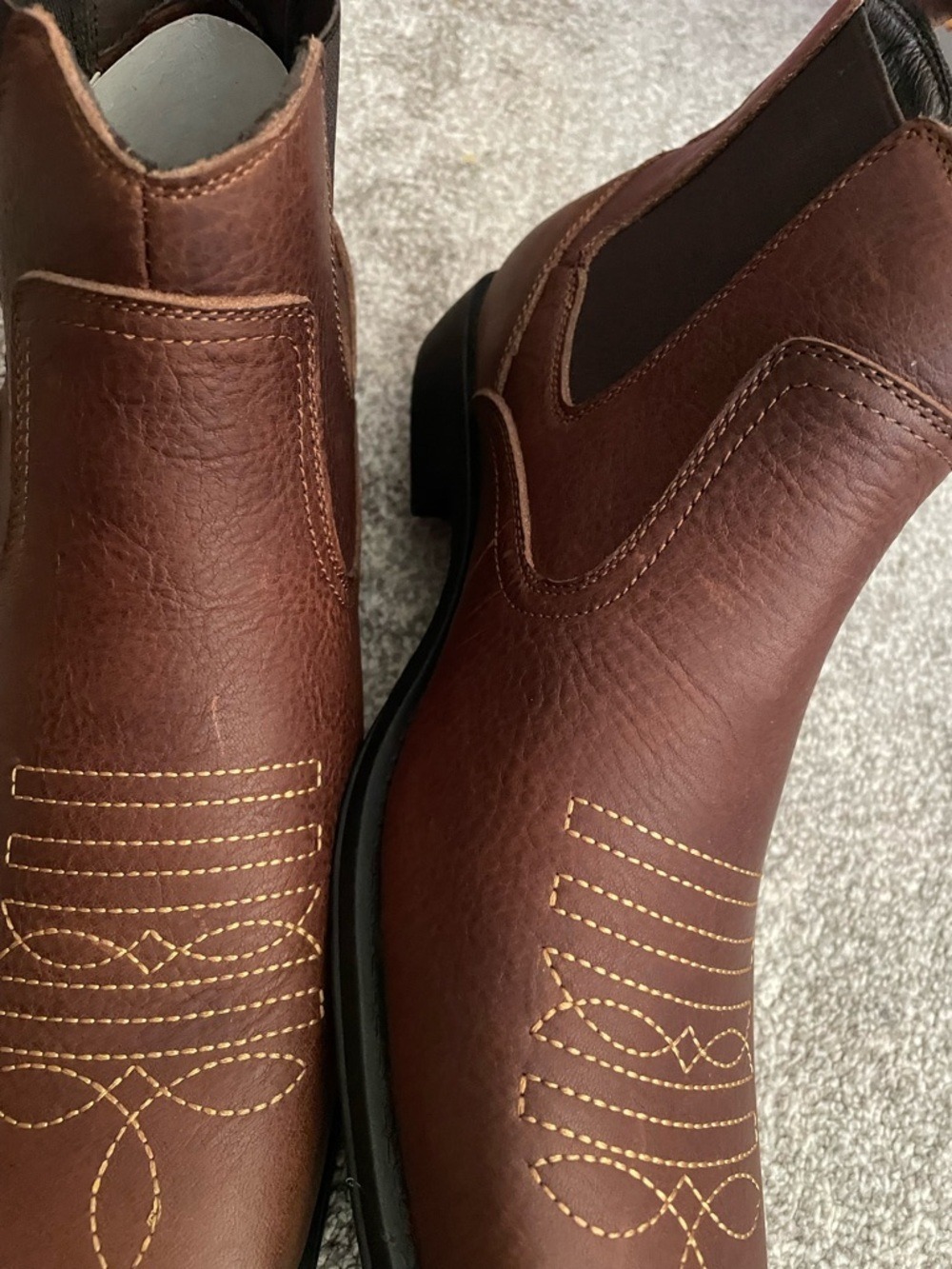 Arcbrothers Brown Leather Square Toe Chelsea Boots Mens - Picture 6 of 17